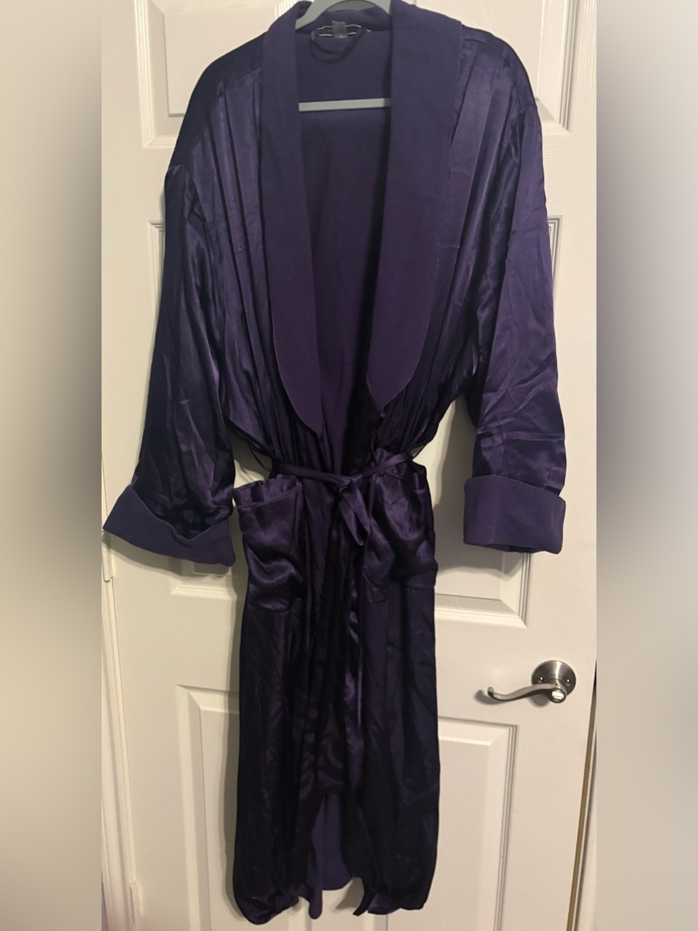 226- Cacique Deep Purple Satin Robe with Shawl Collar